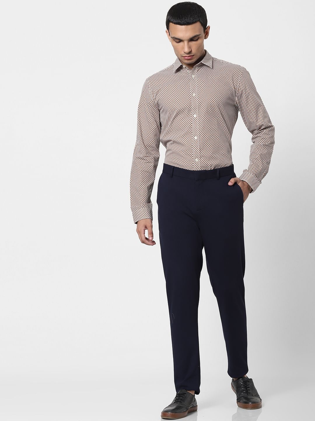White Printed Full Sleeves Shirt
