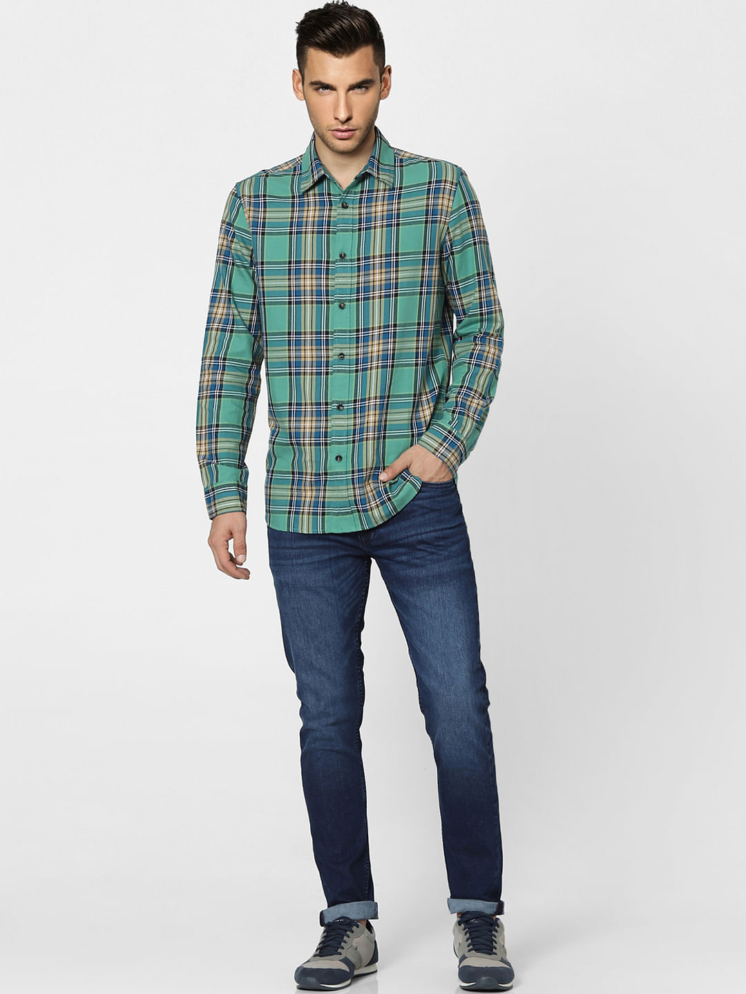 Green Check Full Sleeves Shirt