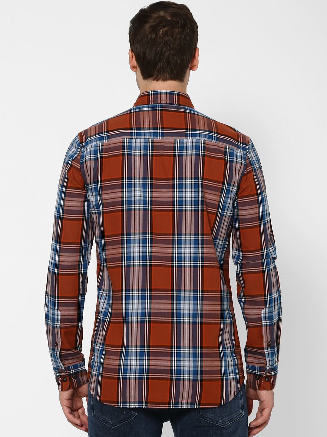 Brick Red Check Full Sleeves Shirt