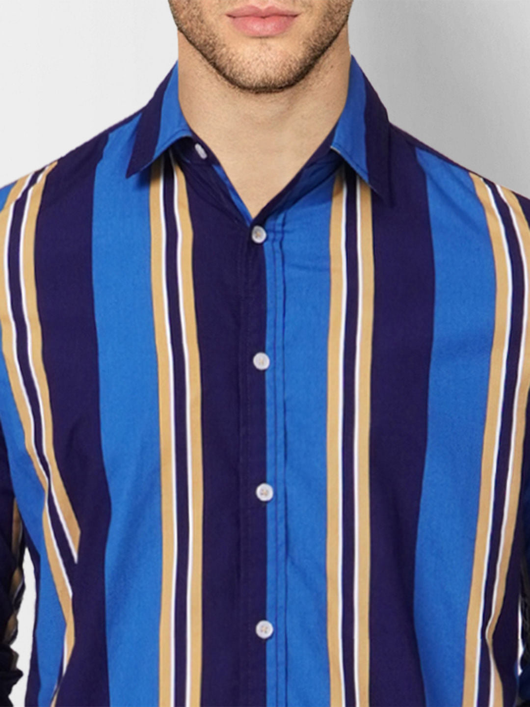 Blue Striped Full Sleeves Shirt