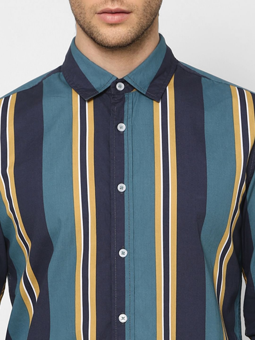 Blue Striped Full Sleeves Shirt