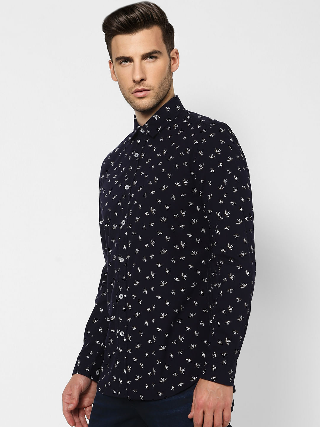 Blue Floral Full Sleeves Shirt