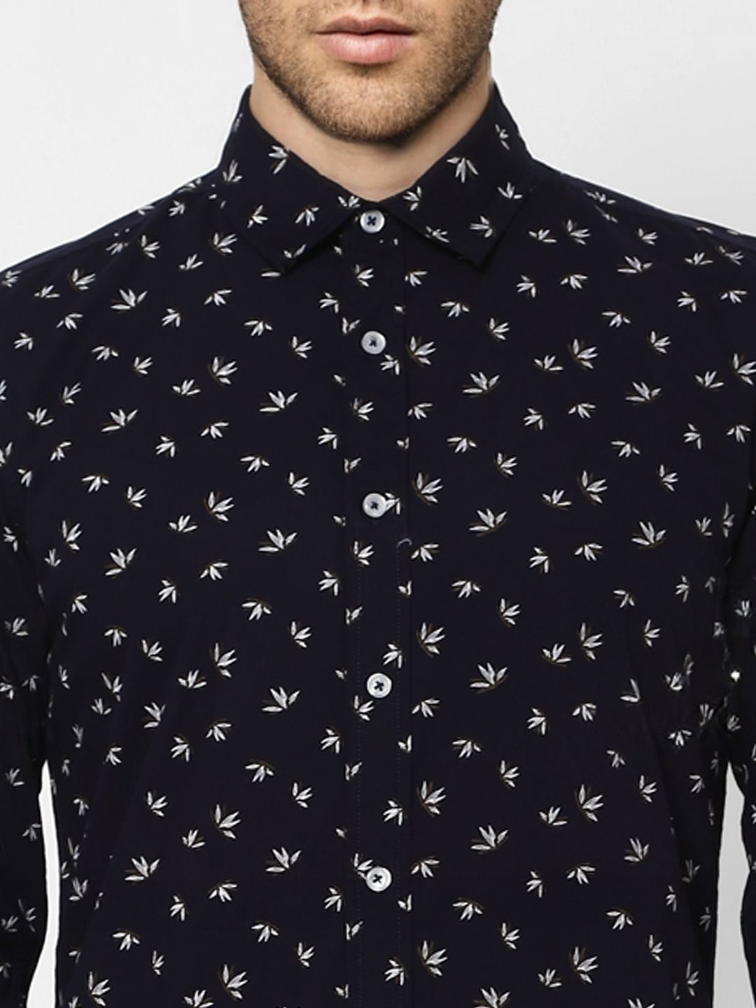 Blue Floral Full Sleeves Shirt
