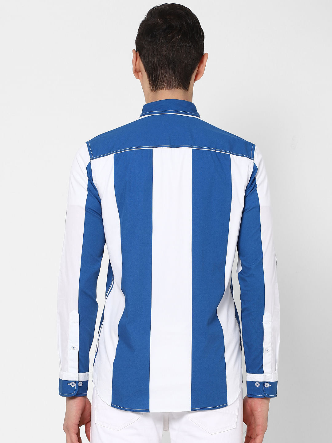 Blue Striped Full Sleeves Shirt