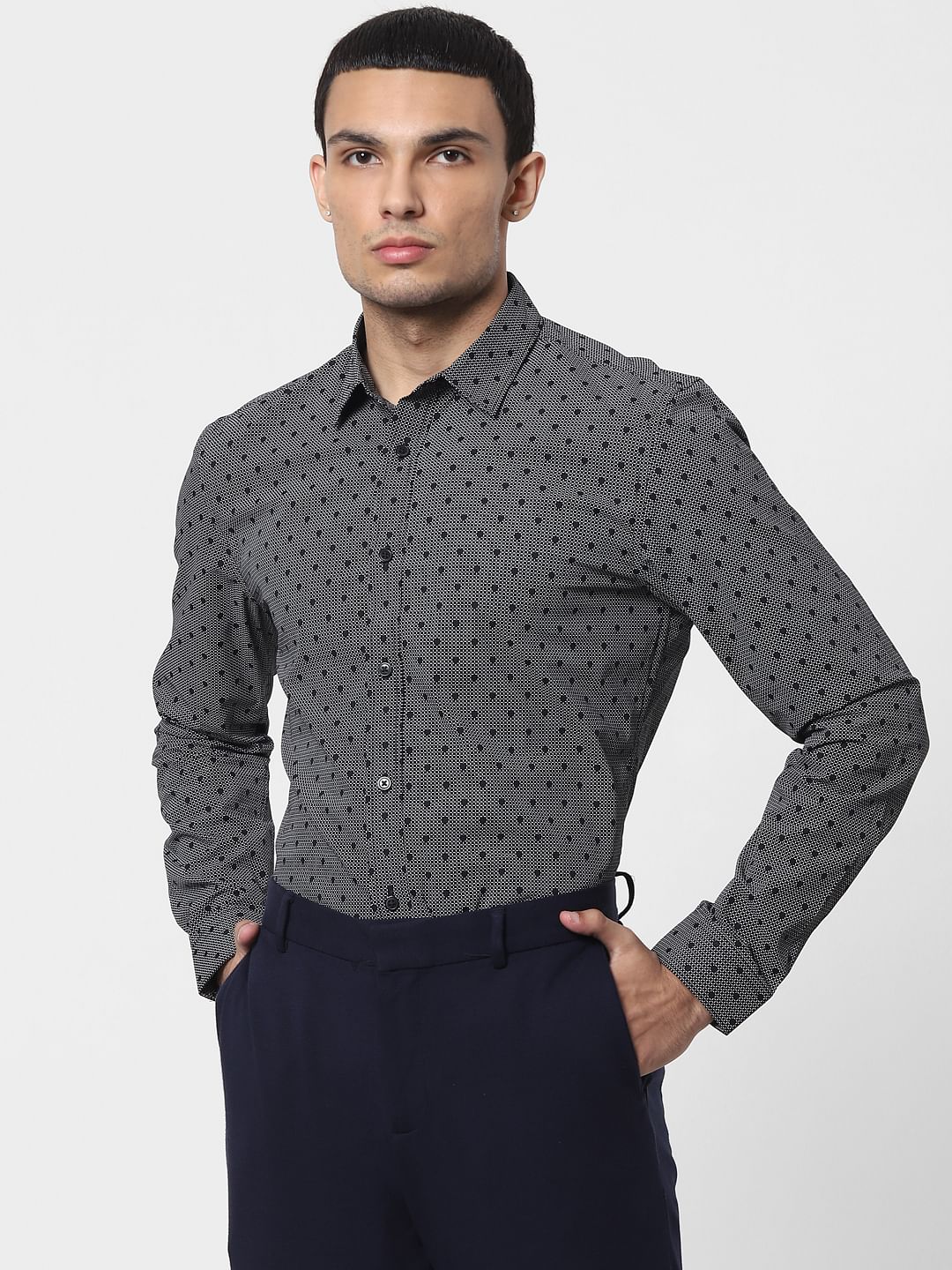 Black Printed Full Sleeves Shirt