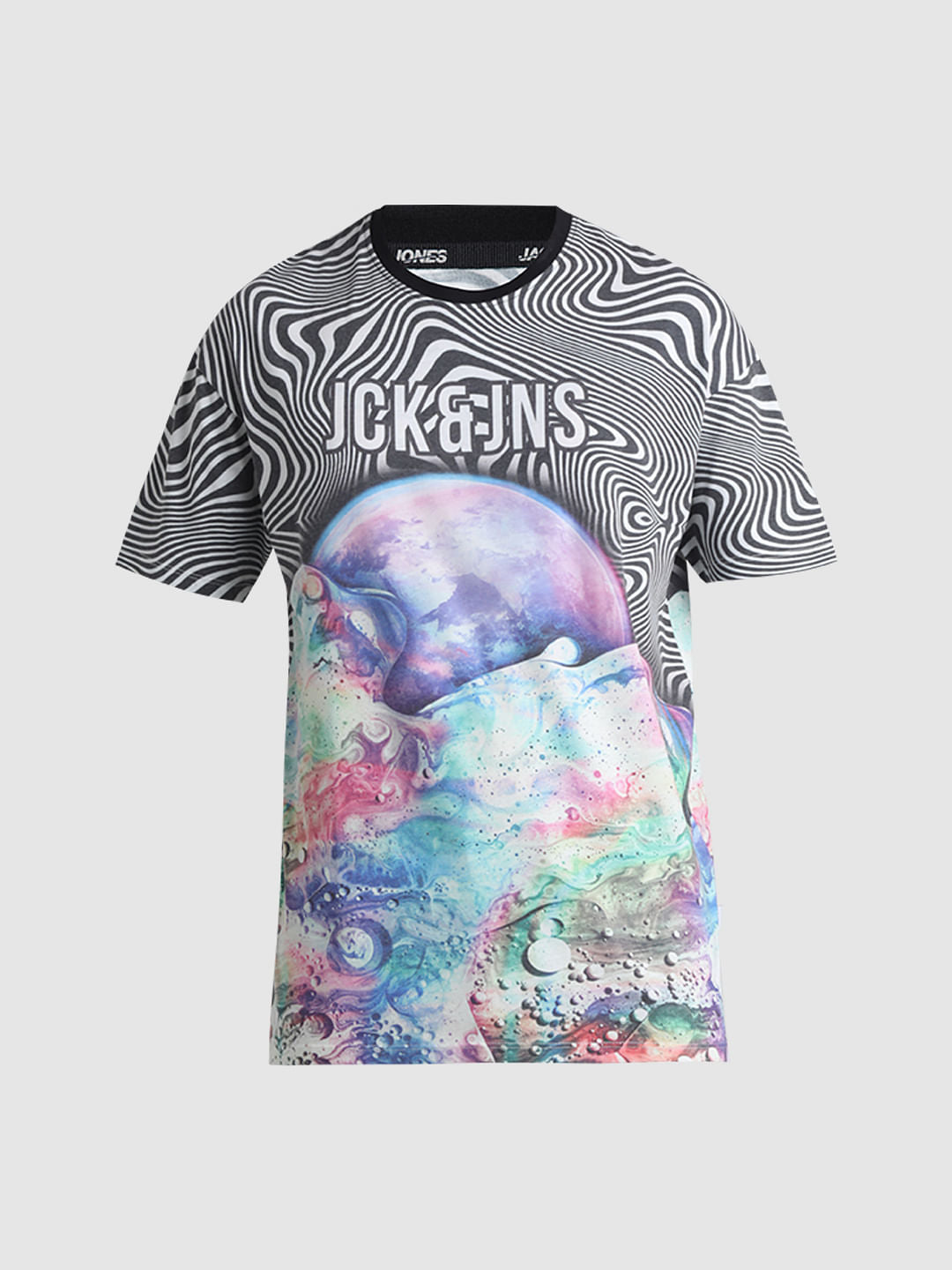White Illusion Print Crew Neck T-shirt