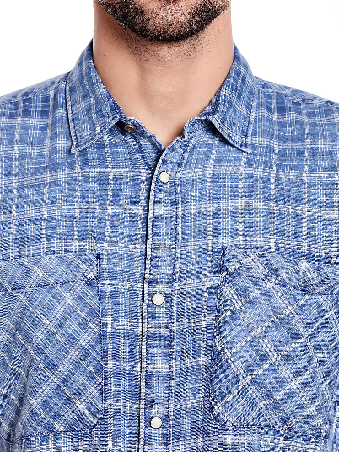 Blue Check Sleeveless Shirt