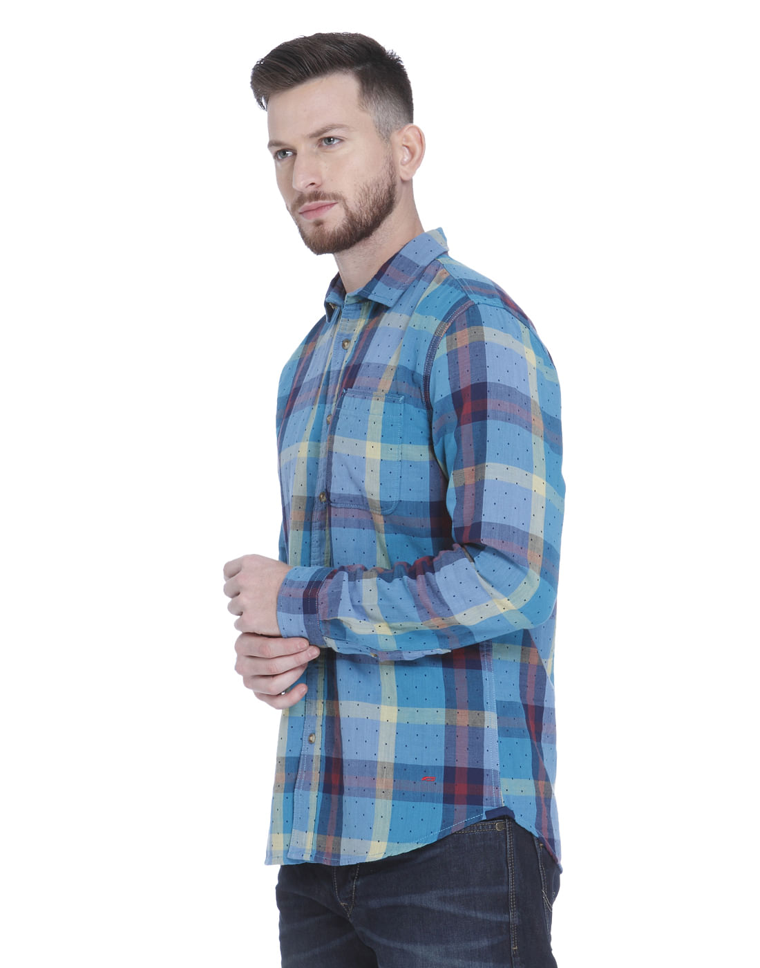 Teal Check Full Sleeves Shirt