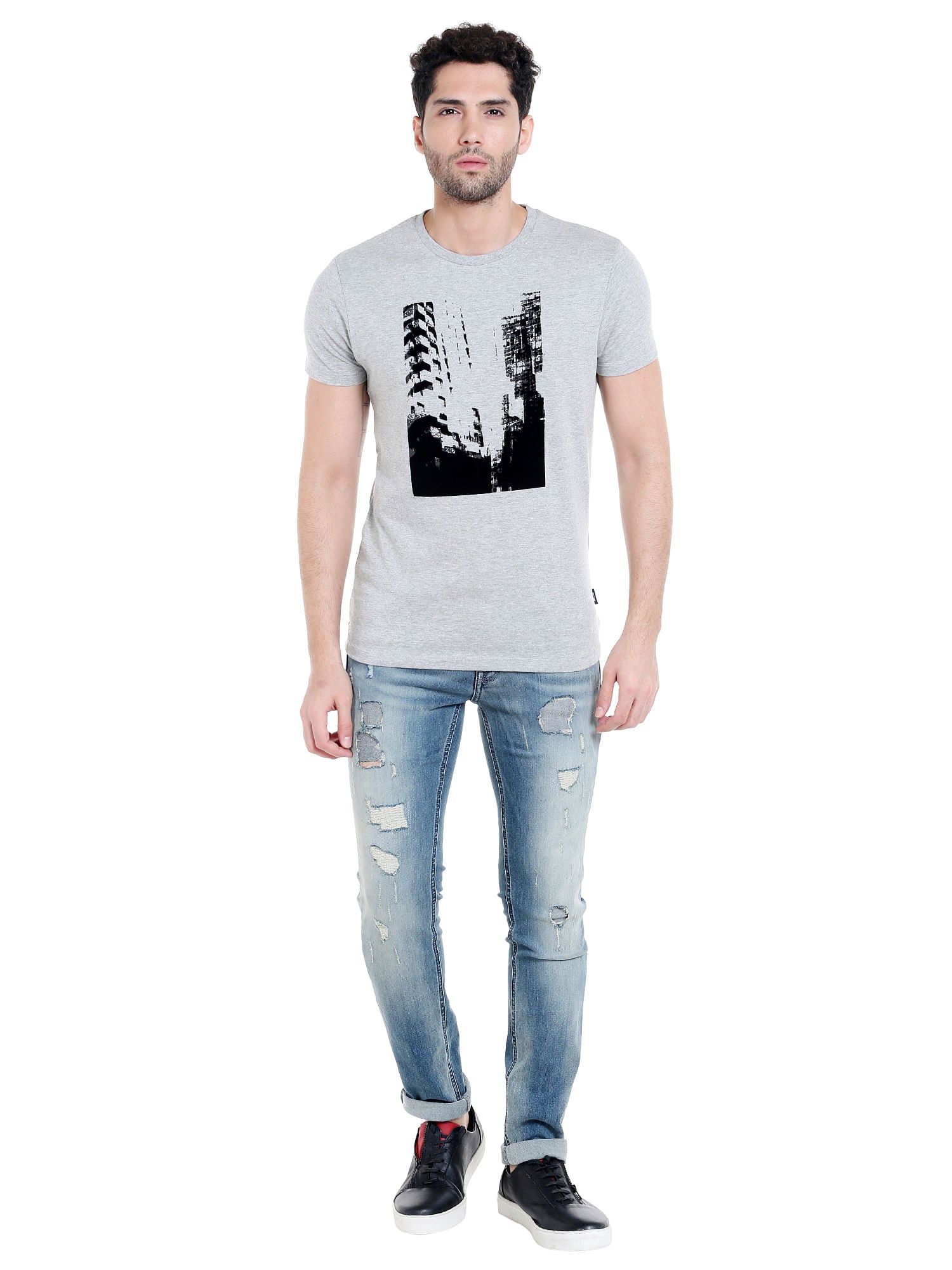 Blue Low Rise Ben Distressed Skinny Fit Jeans