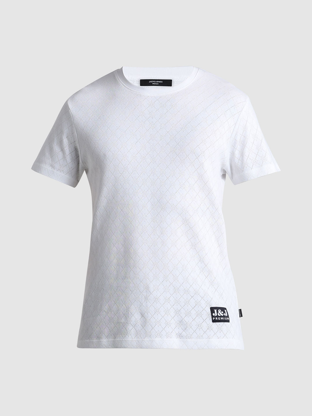White Knitted Crew Neck T-shirt