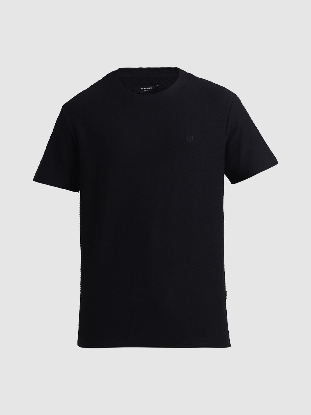Black Jacquard Crew Neck T-shirt