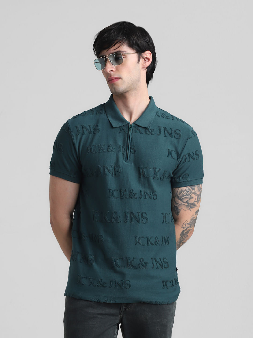 Green Logo Print Polo T-shirt