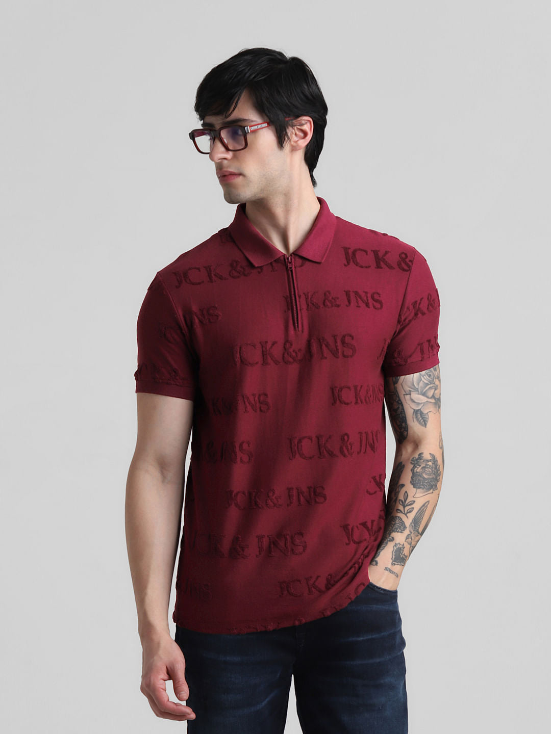 Red Logo Print Polo T-shirt