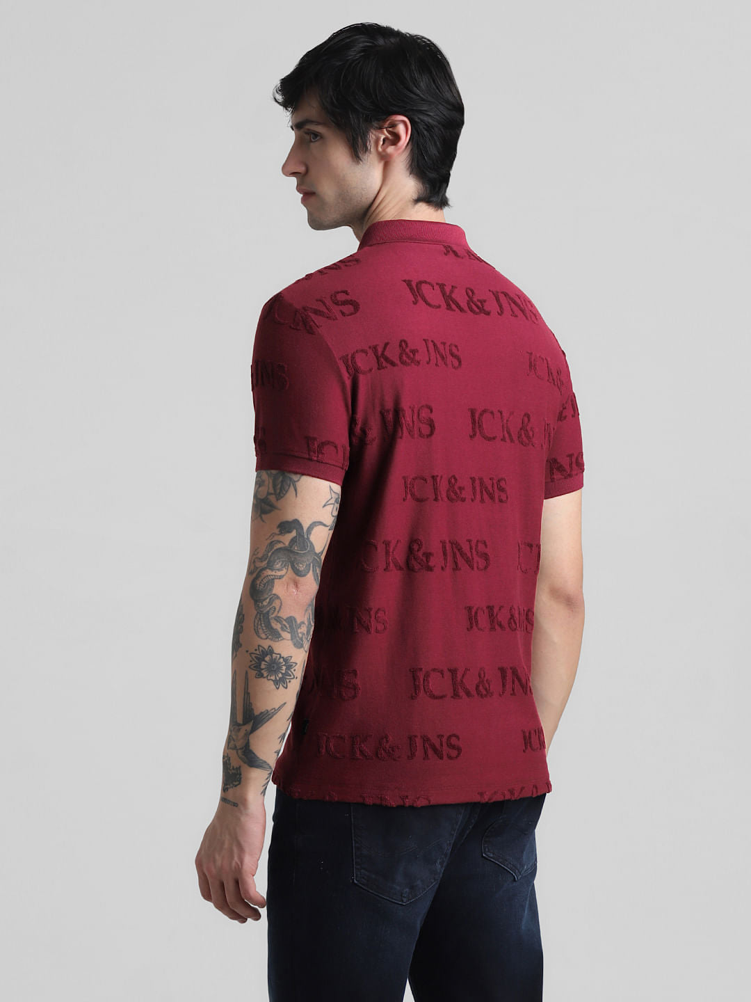 Red Logo Print Polo T-shirt