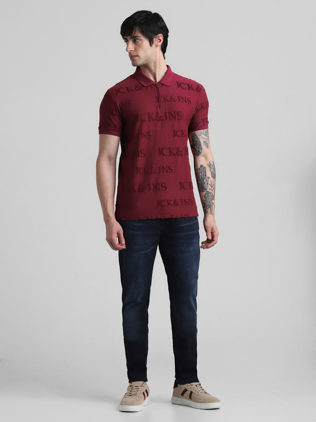 Red Logo Print Polo T-shirt