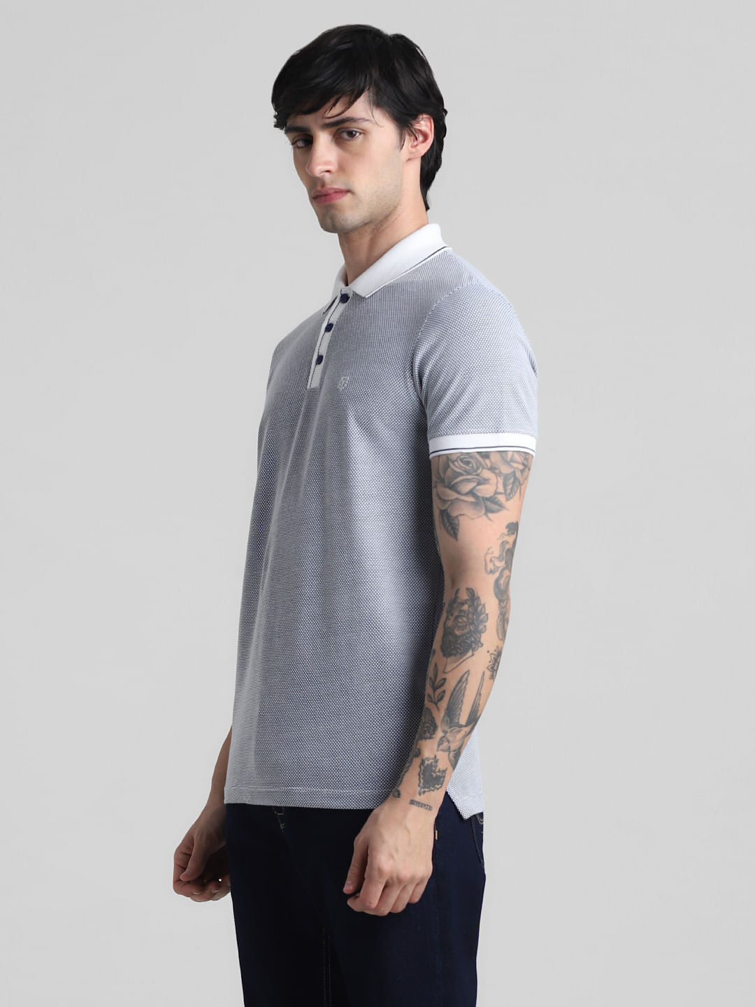 Blue Jacquard Polo T-shirt