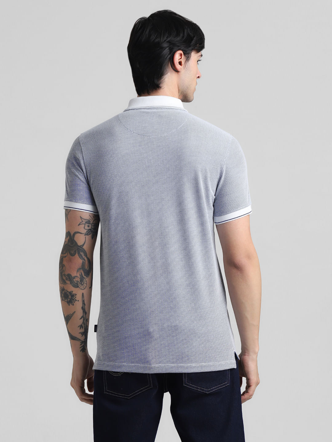 Blue Jacquard Polo T-shirt
