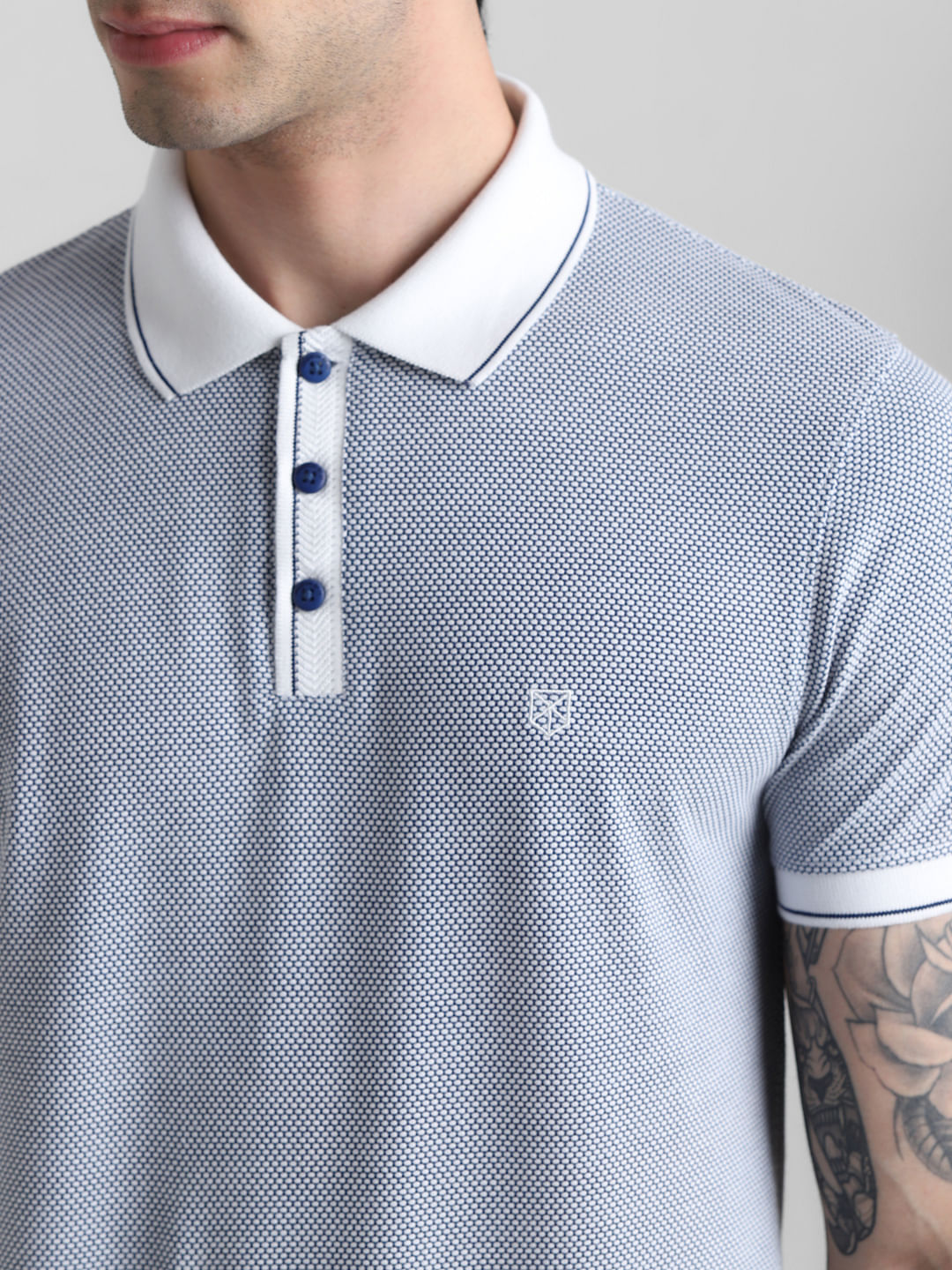 Blue Jacquard Polo T-shirt