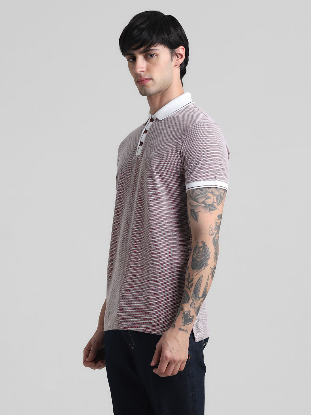 Maroon Jacquard Polo T-shirt