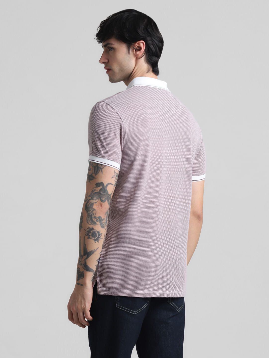 Maroon Jacquard Polo T-shirt