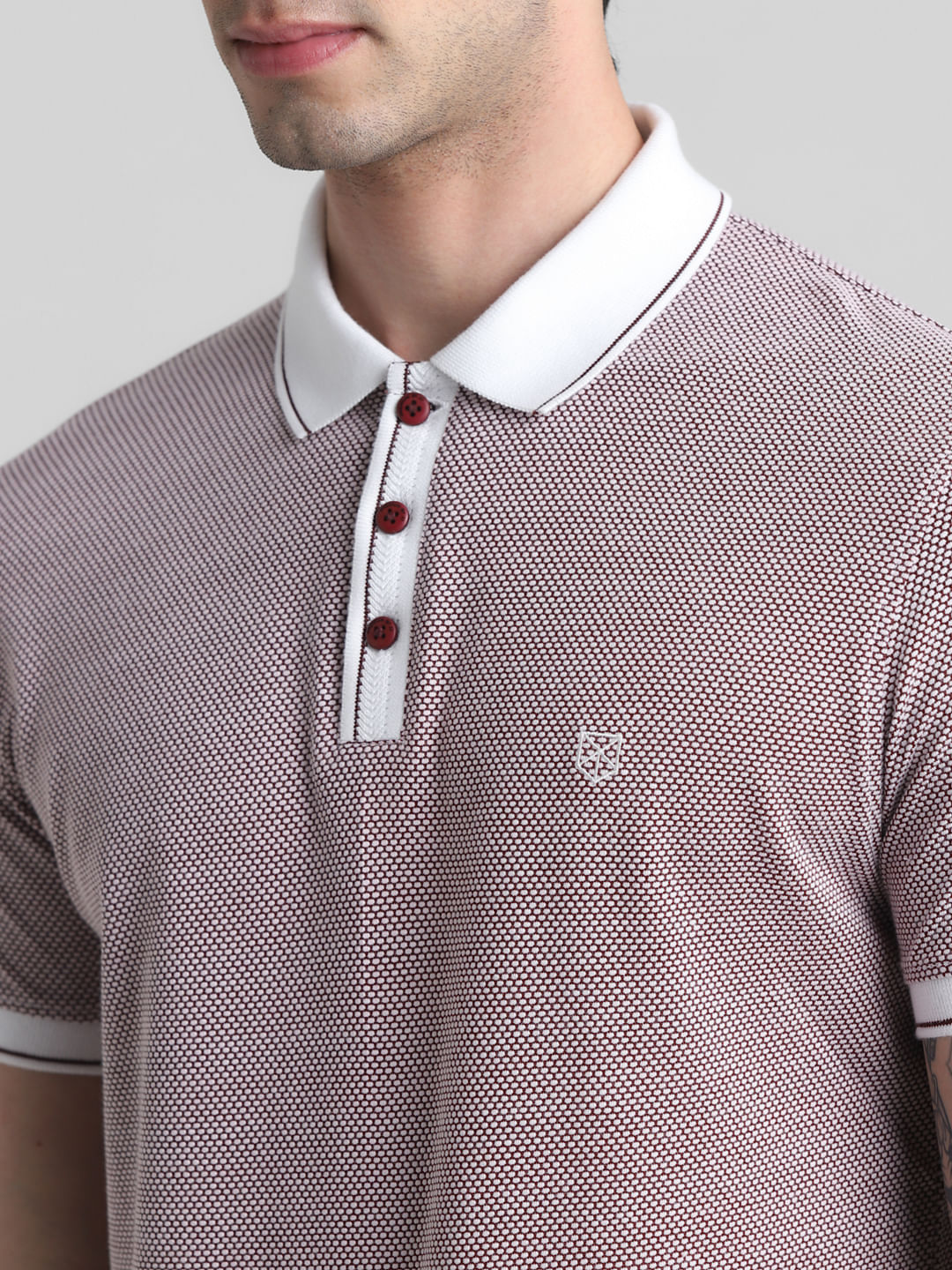 Maroon Jacquard Polo T-shirt