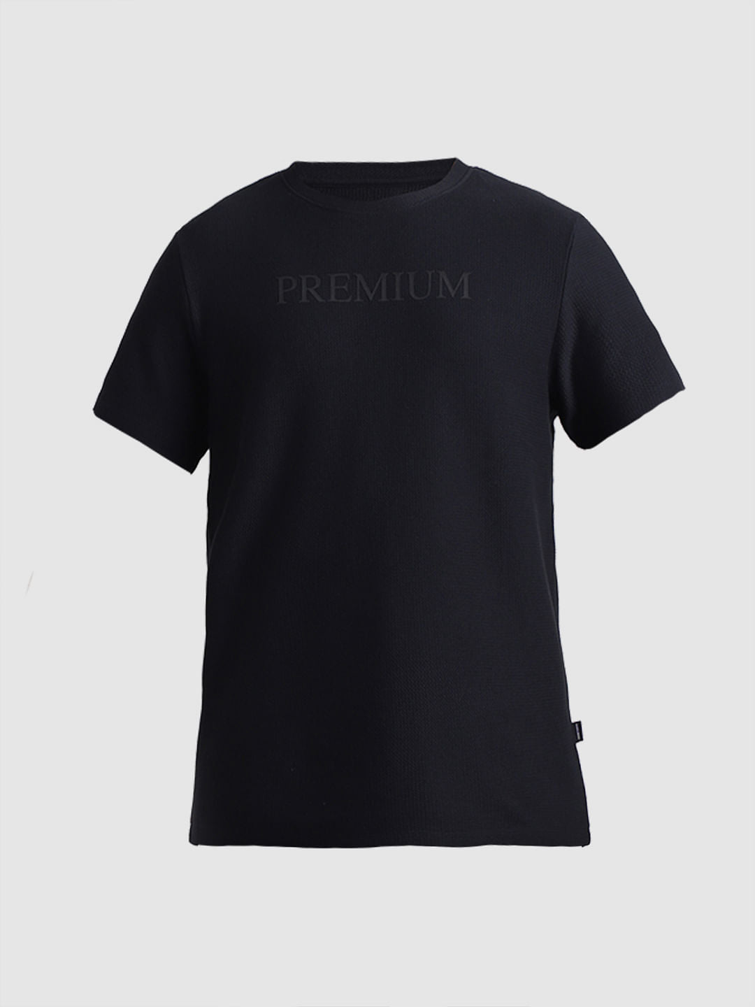 Navy Blue Text Print Crew Neck T-shirt