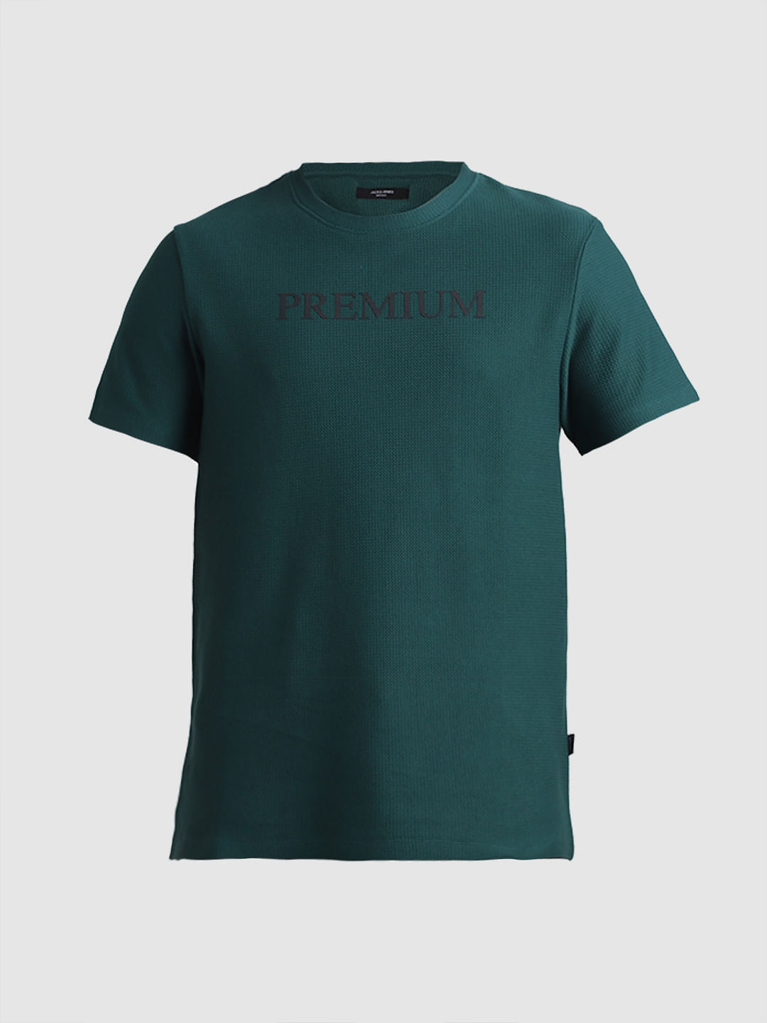 Green Text Print Crew Neck T-shirt