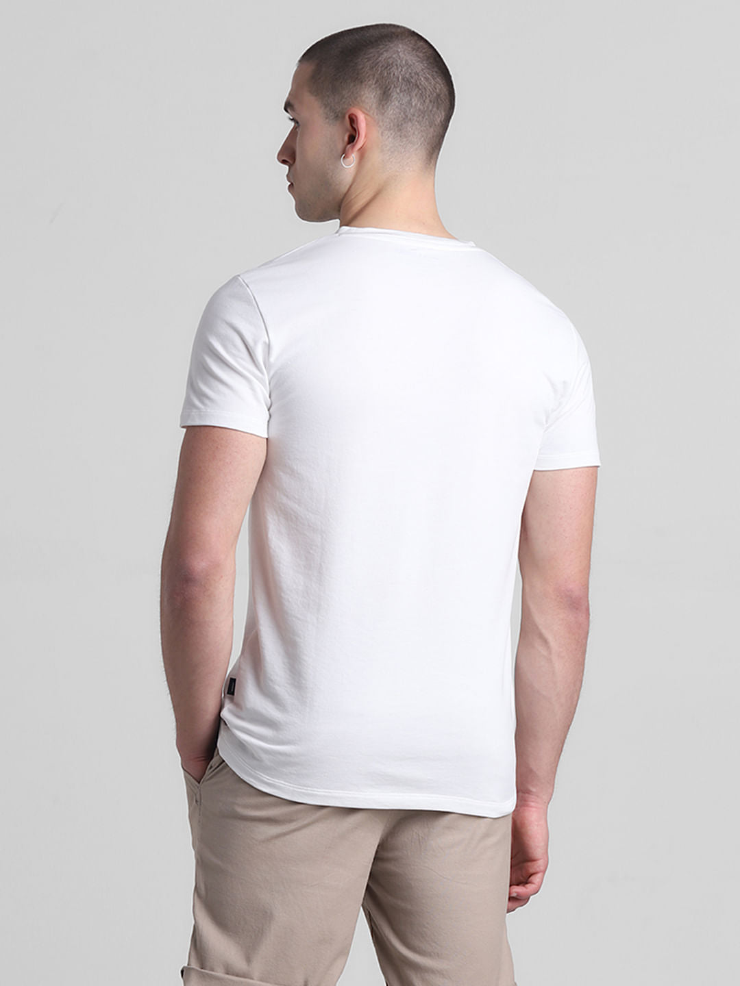 White Patch Pocket Crew Neck T-shirt