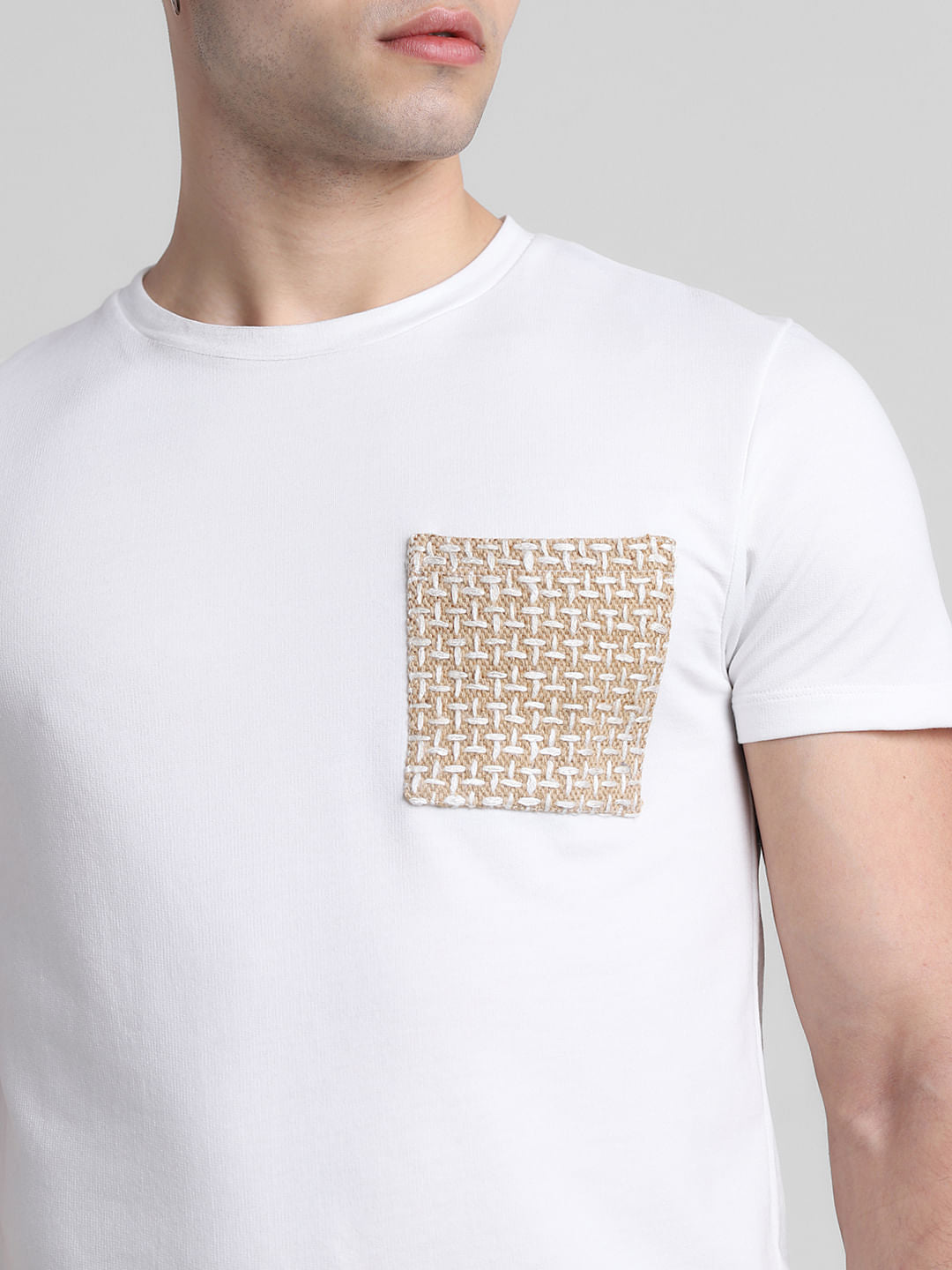 White Patch Pocket Crew Neck T-shirt