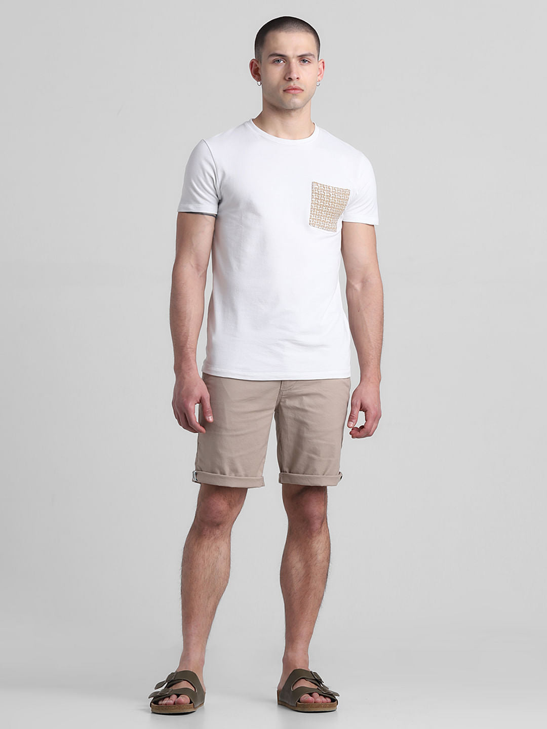 White Patch Pocket Crew Neck T-shirt