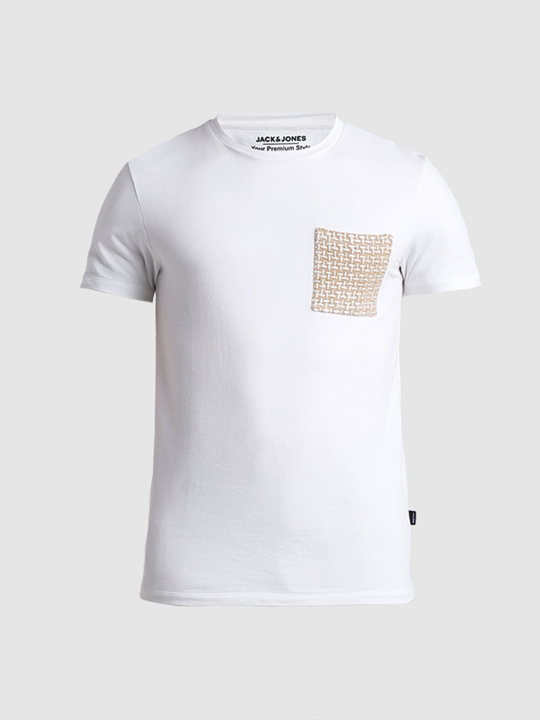 White Patch Pocket Crew Neck T-shirt