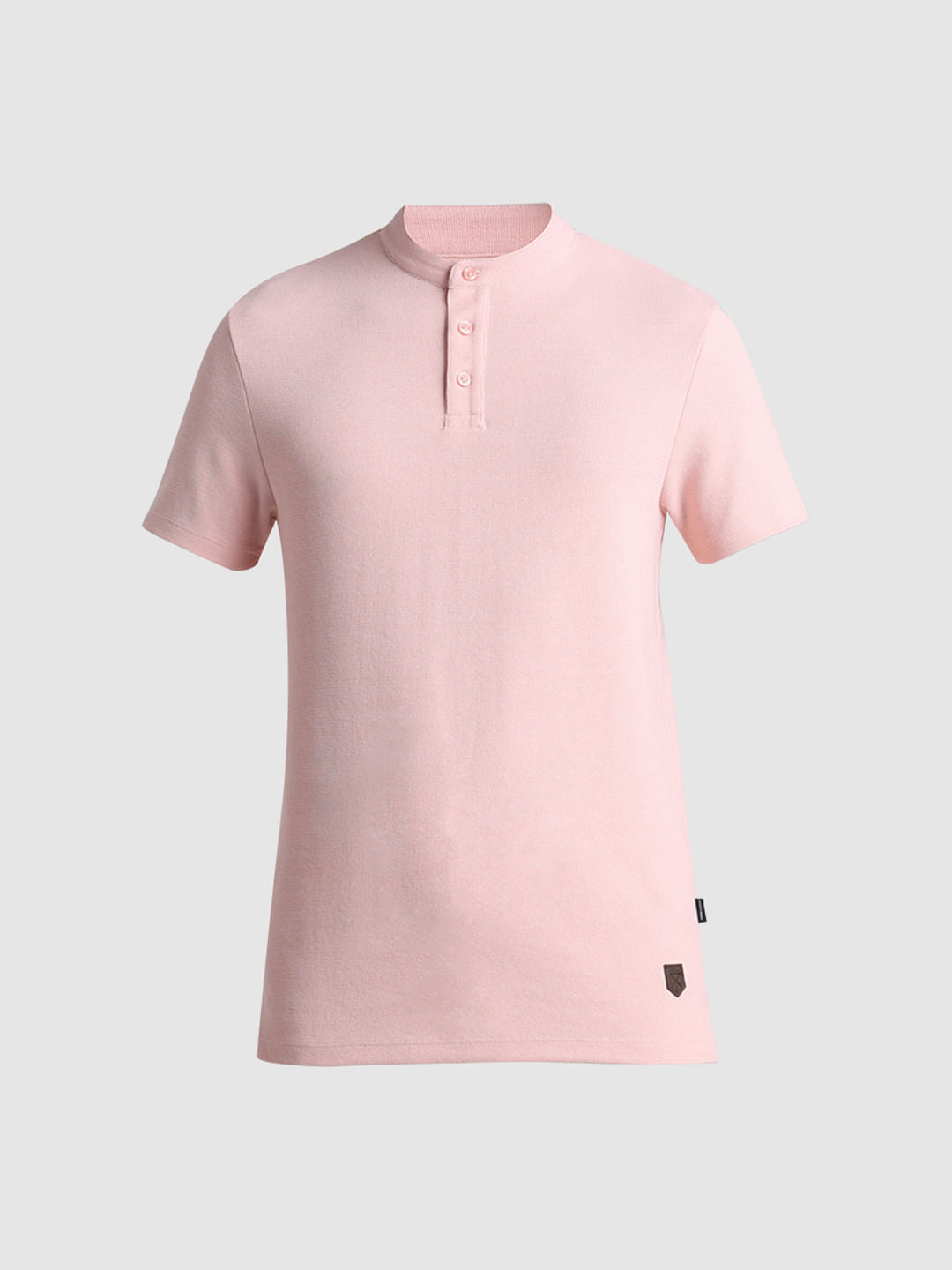 Pink Henley Knitted T-shirt