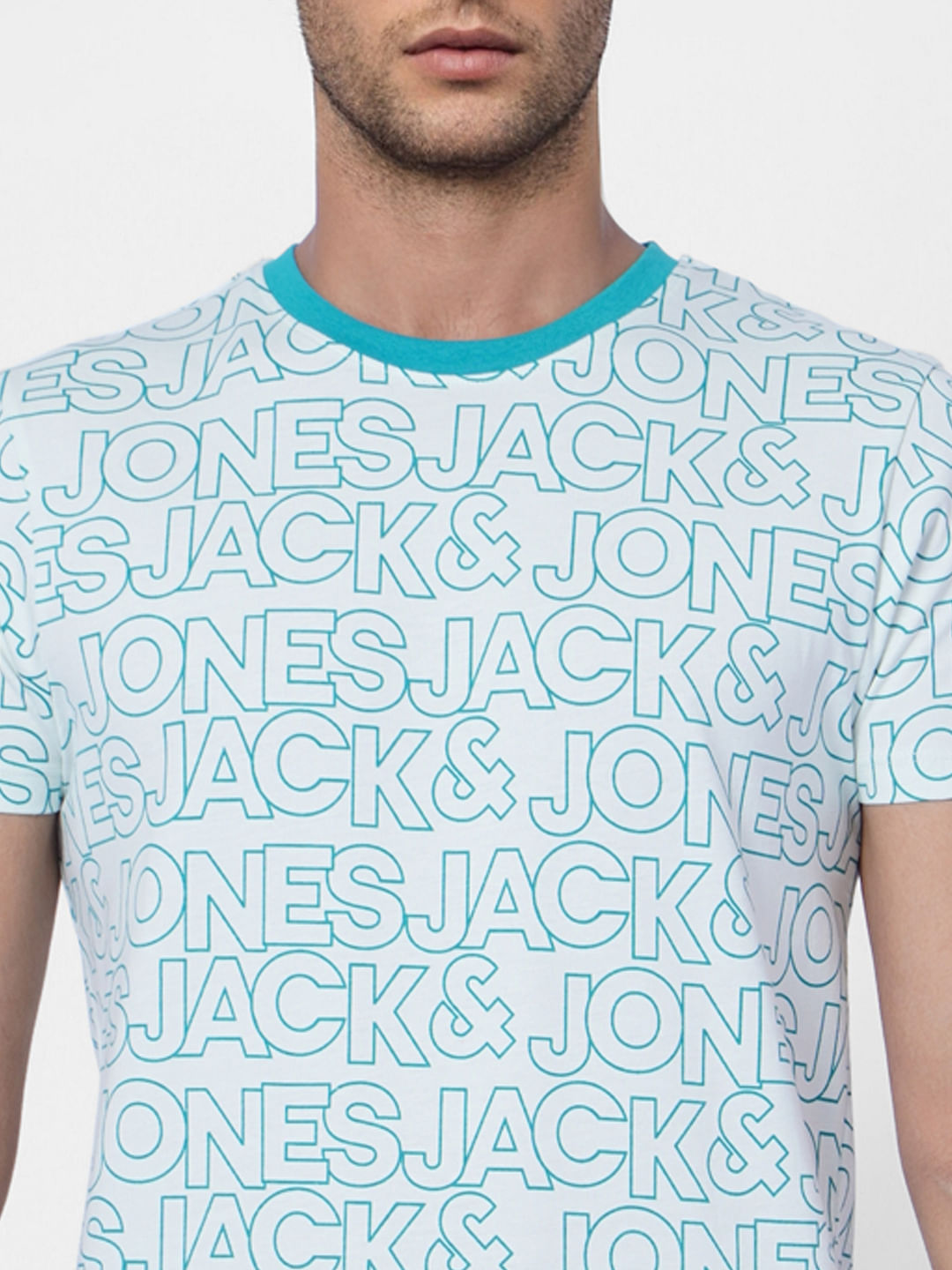 Blue Logo Print Crew Neck T-shirt