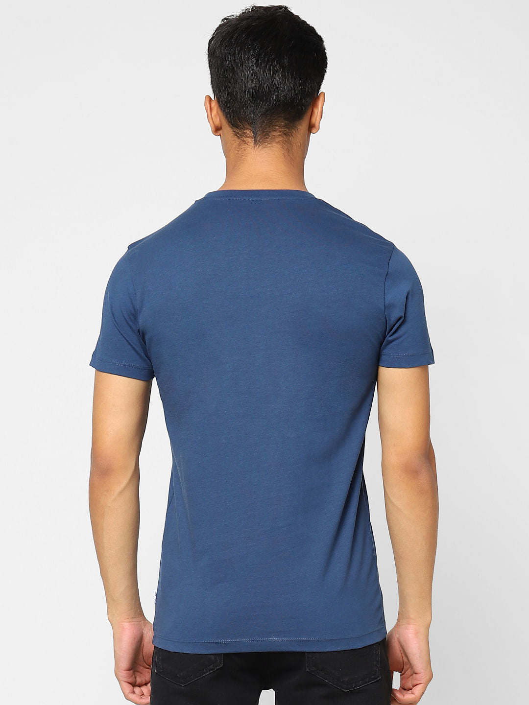 Blue Logo Print Crew Neck T-shirt