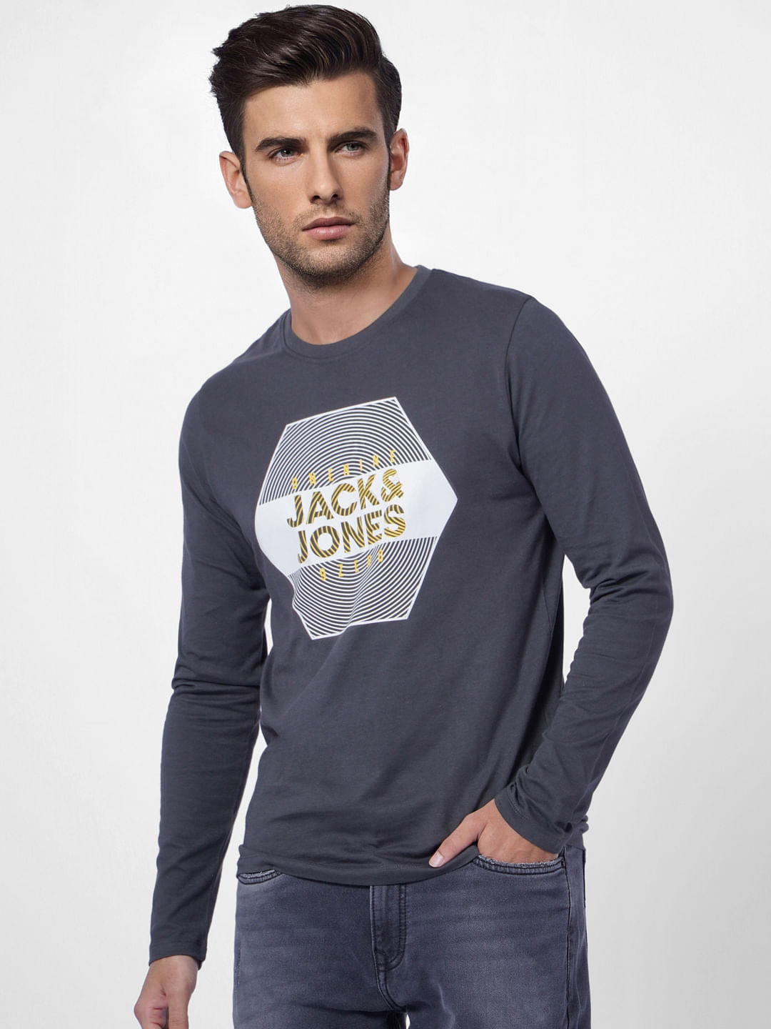 Black Logo Print Crew Neck T-shirt