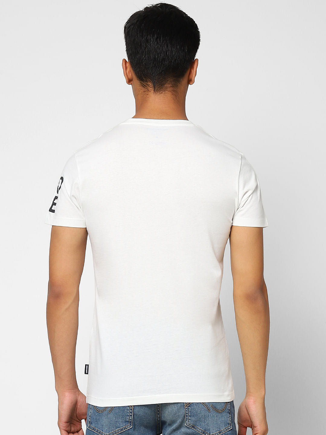 White Typographic Print Crew Neck T-shirt