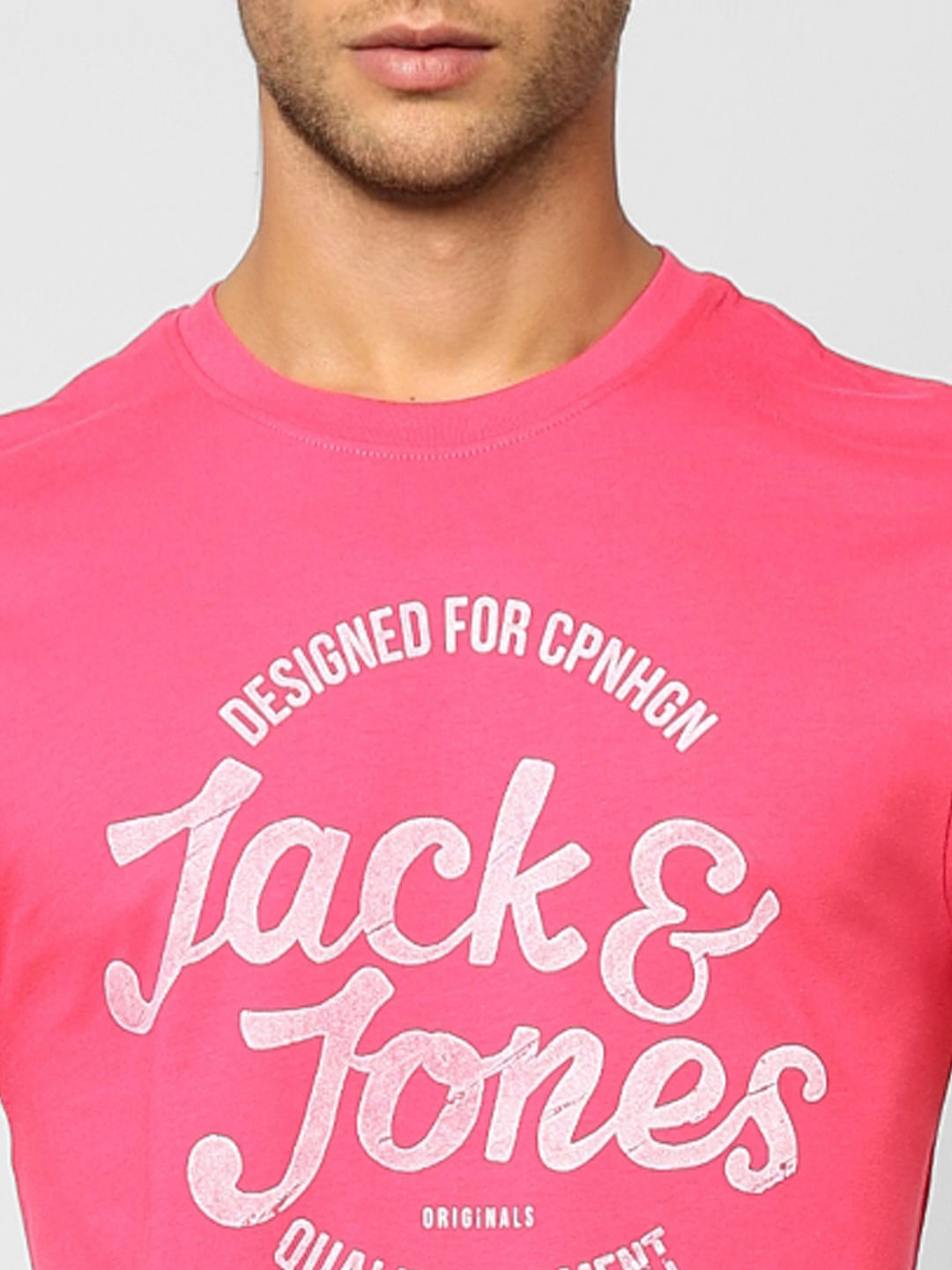 Pink Logo Print Crew Neck T-shirt