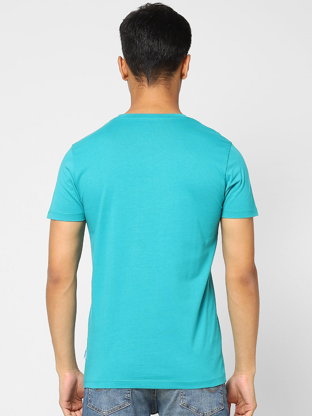 Blue Logo Print Crew Neck T-shirt