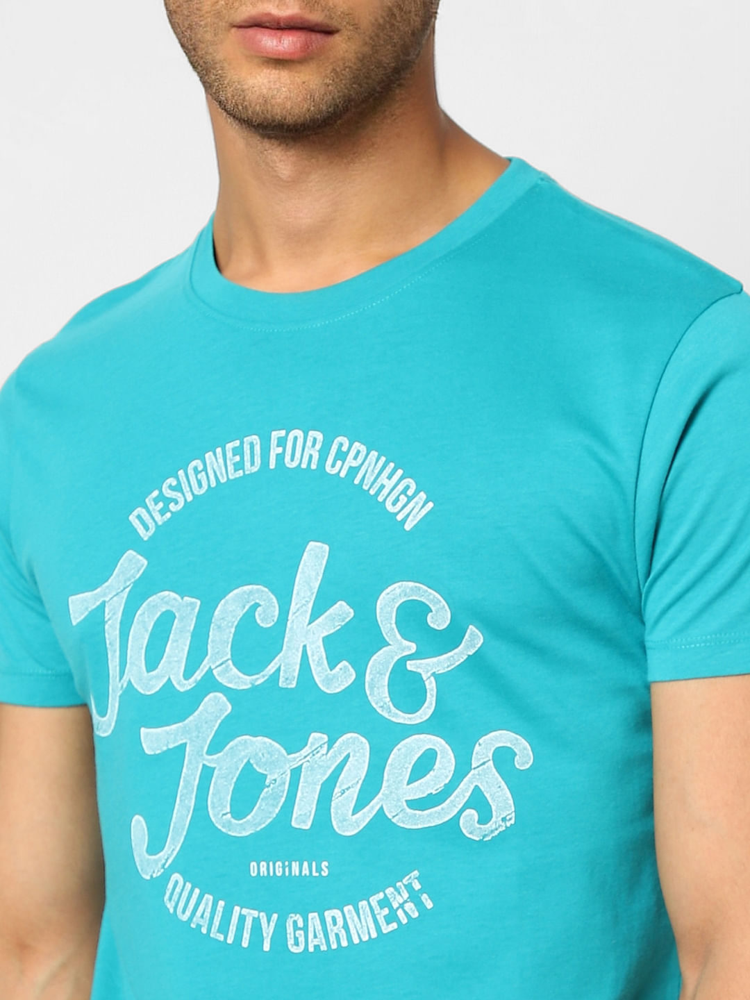 Blue Logo Print Crew Neck T-shirt