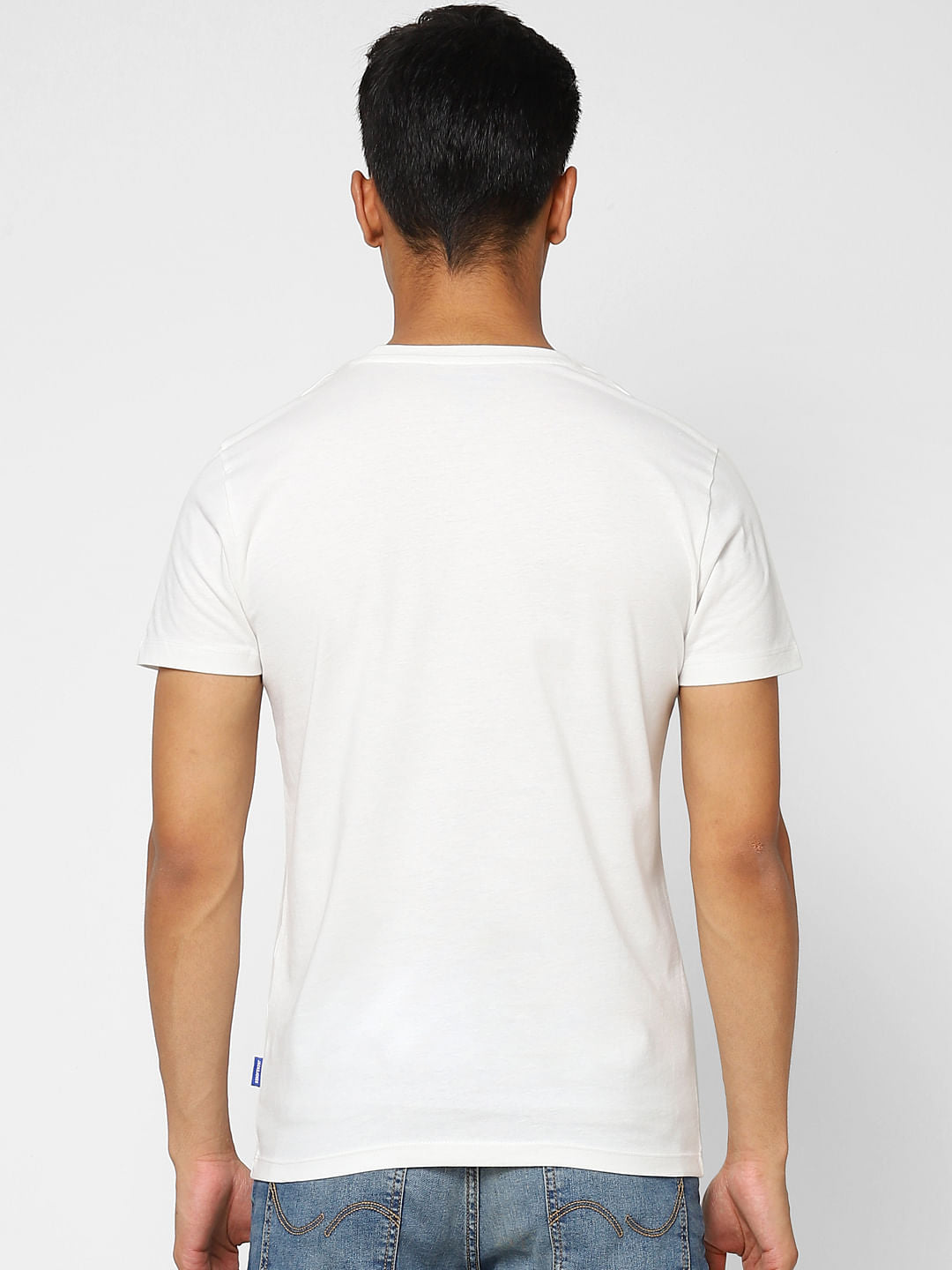 White Logo Print Crew Neck T-shirt