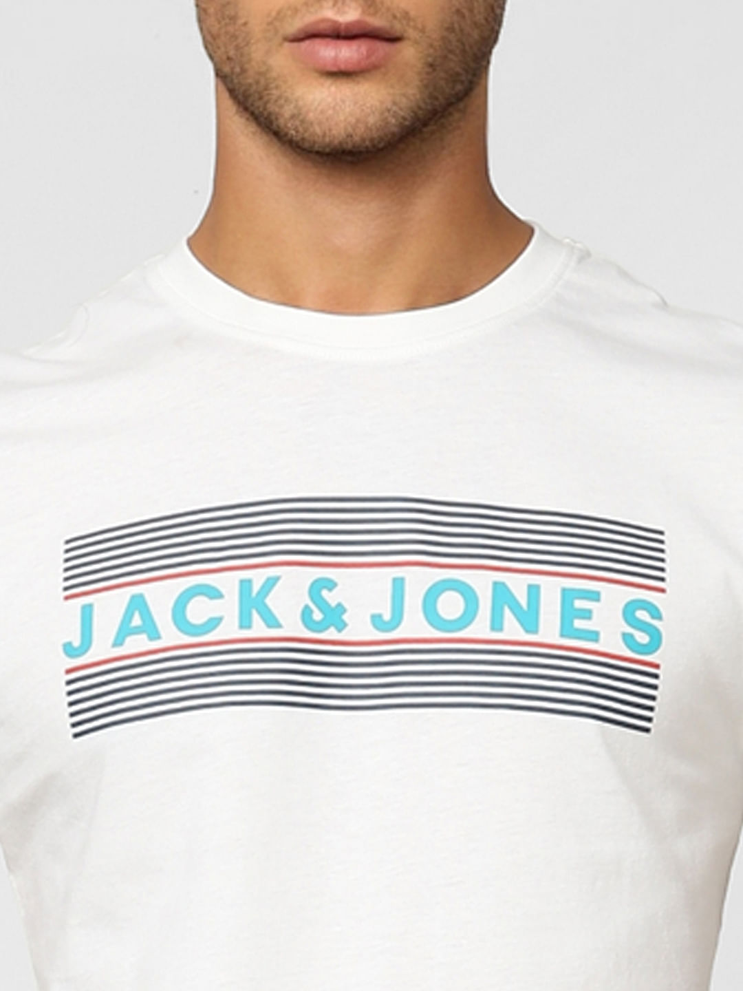 White Logo Print Crew Neck T-shirt