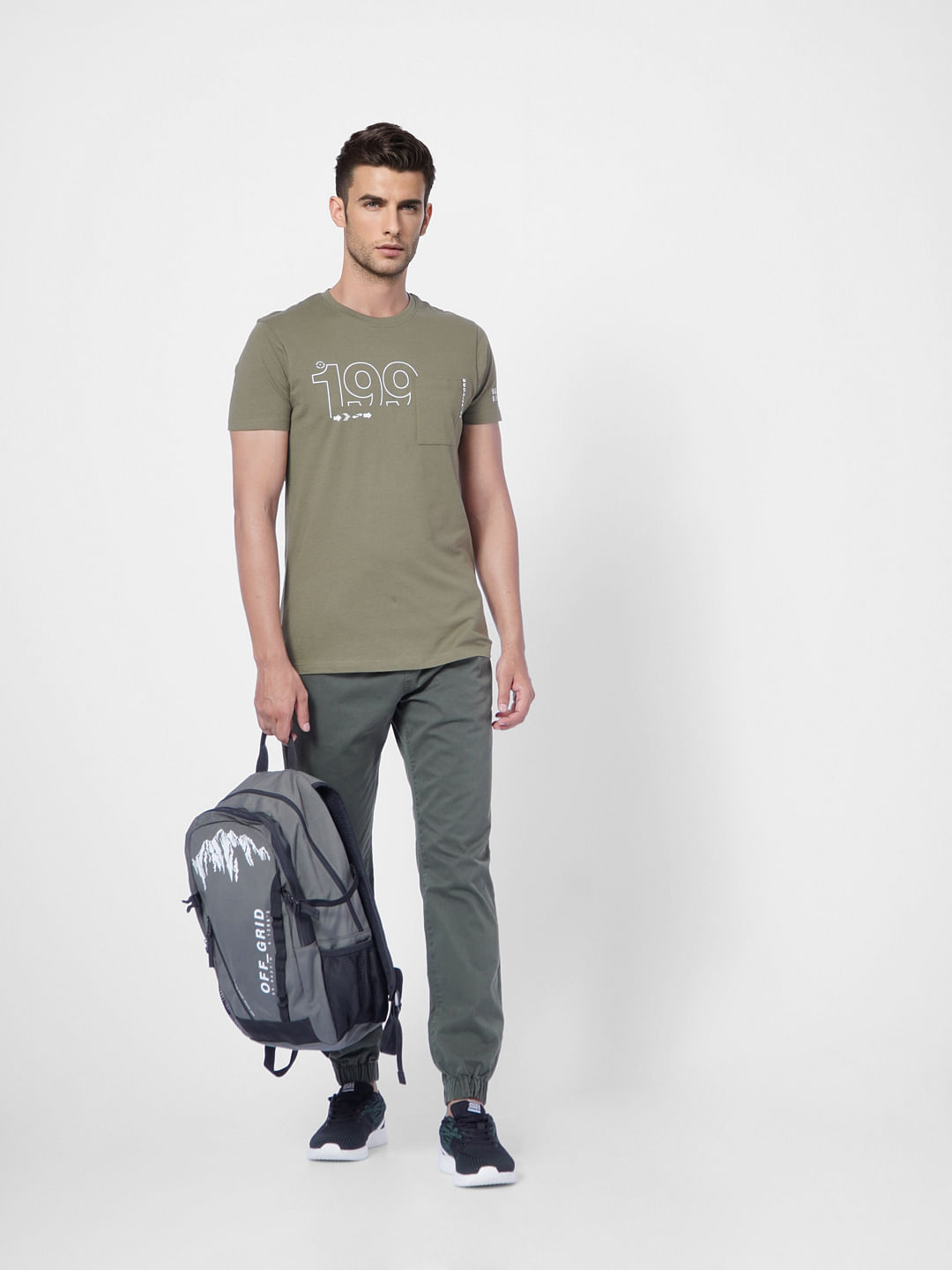 Green Typographic Print Crew Neck T-shirt