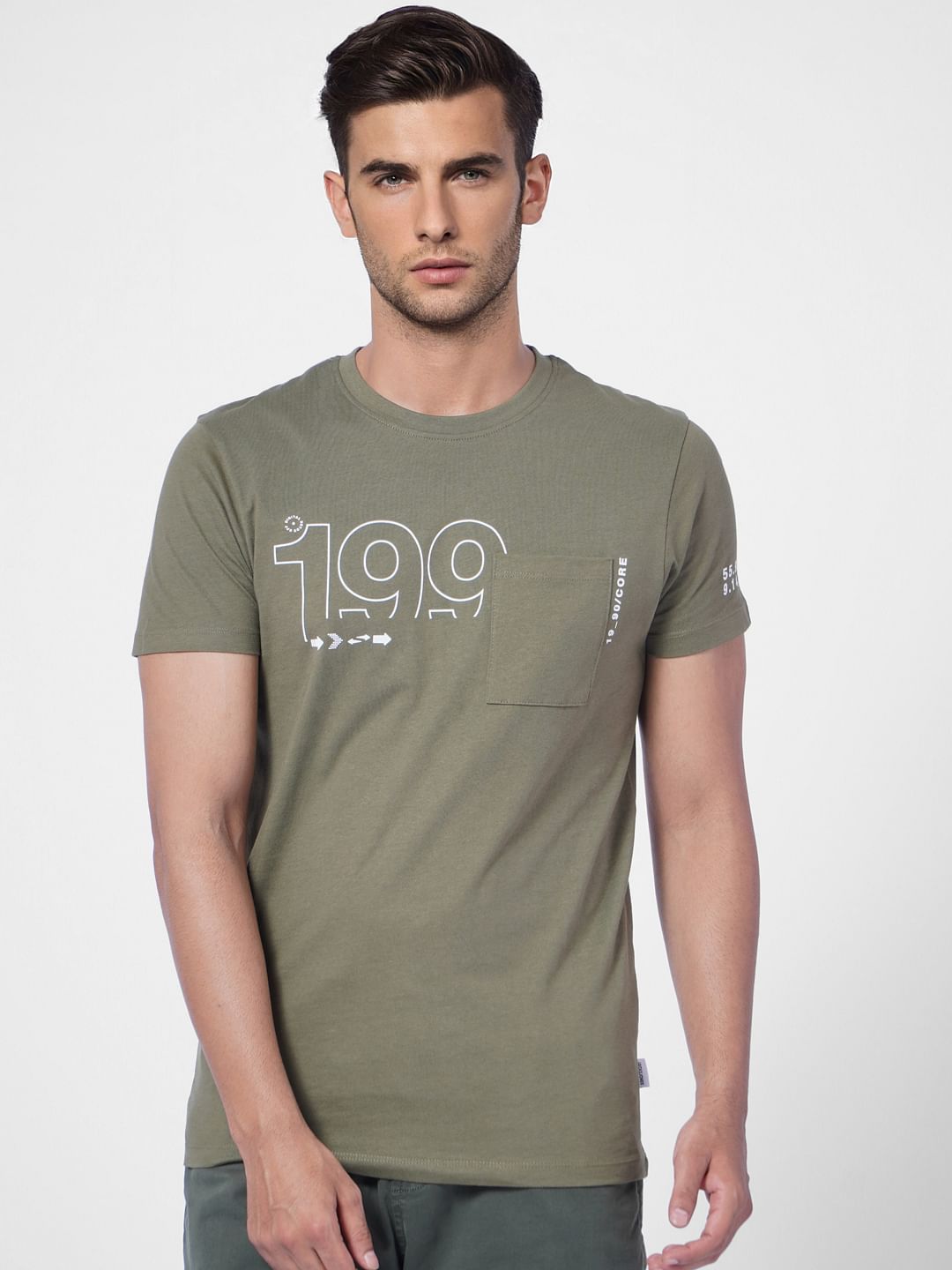 Green Typographic Print Crew Neck T-shirt
