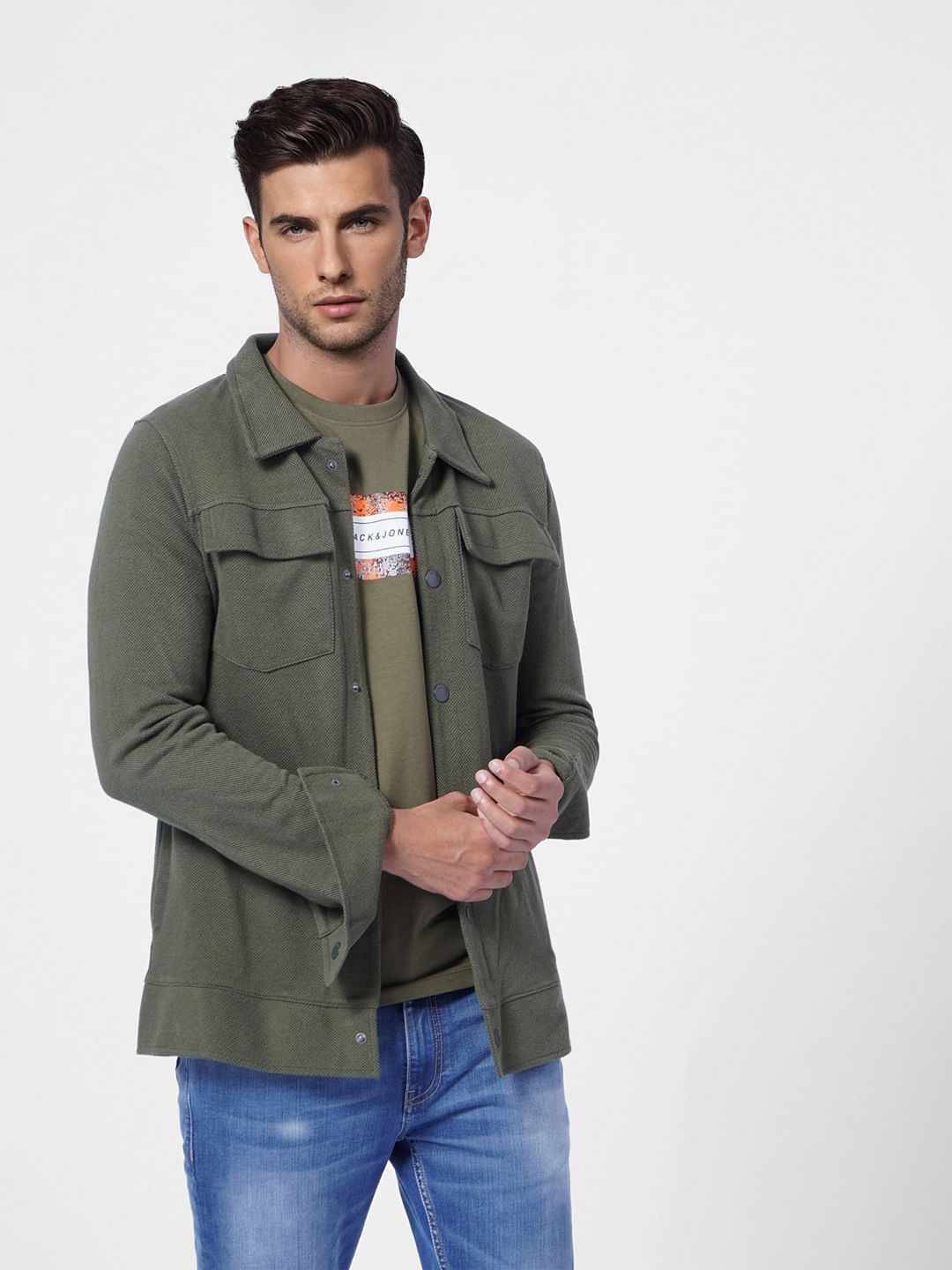 Green Logo Print Crew Neck T-shirt