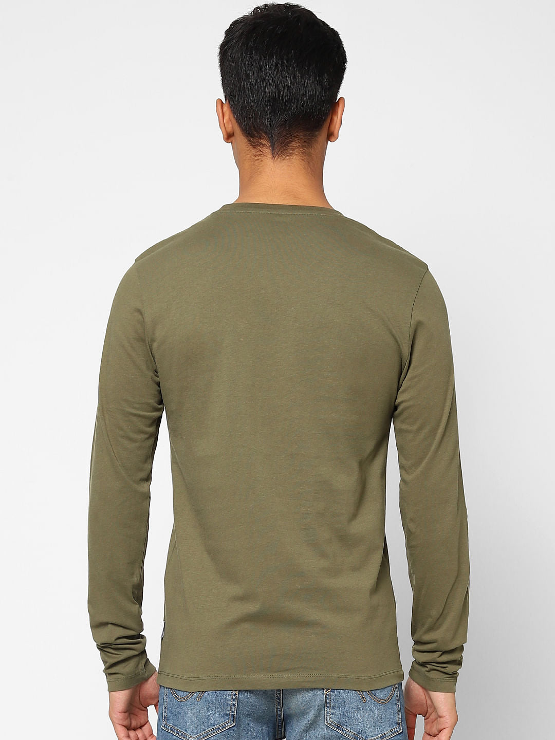 Olive Logo Print Crew Neck T-shirt