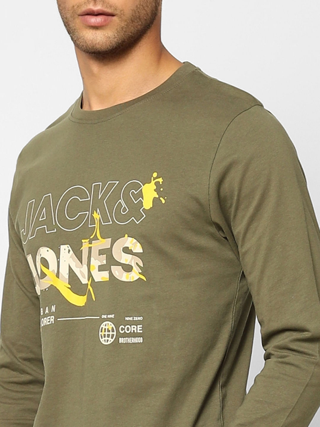 Olive Logo Print Crew Neck T-shirt