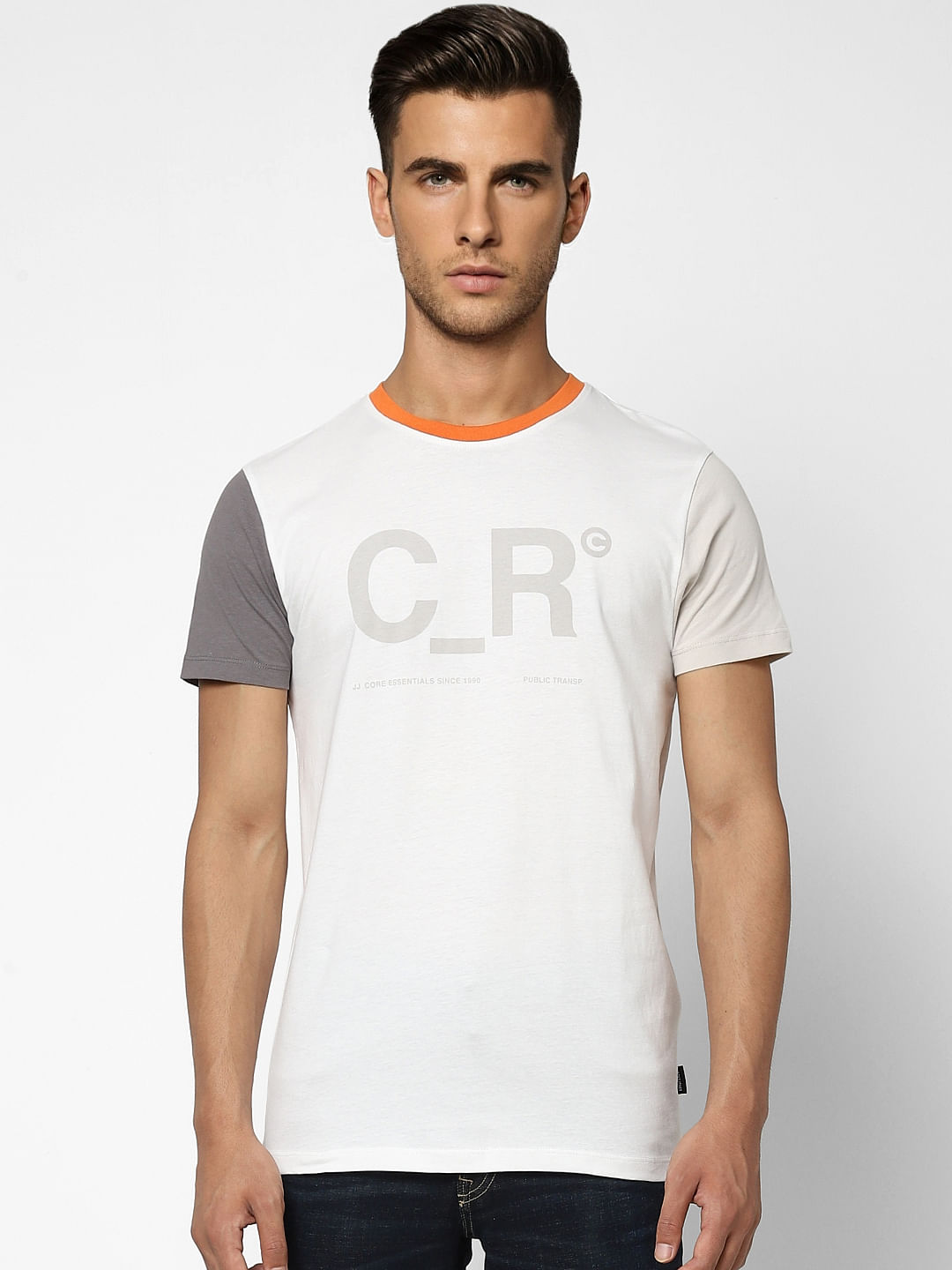 White Printed Crew Neck T-shirt