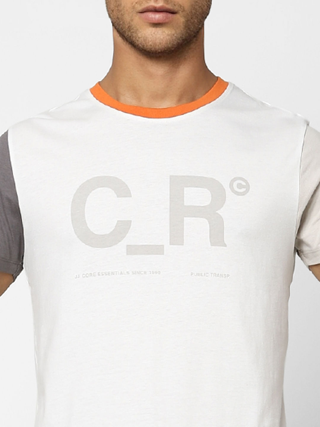White Printed Crew Neck T-shirt