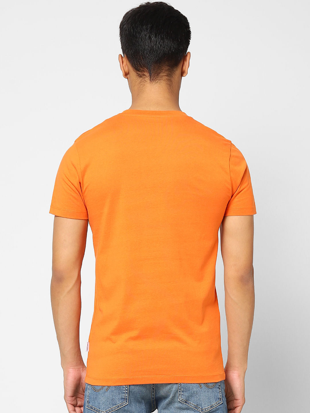 Orange Graphic Print Crew Neck T-shirt