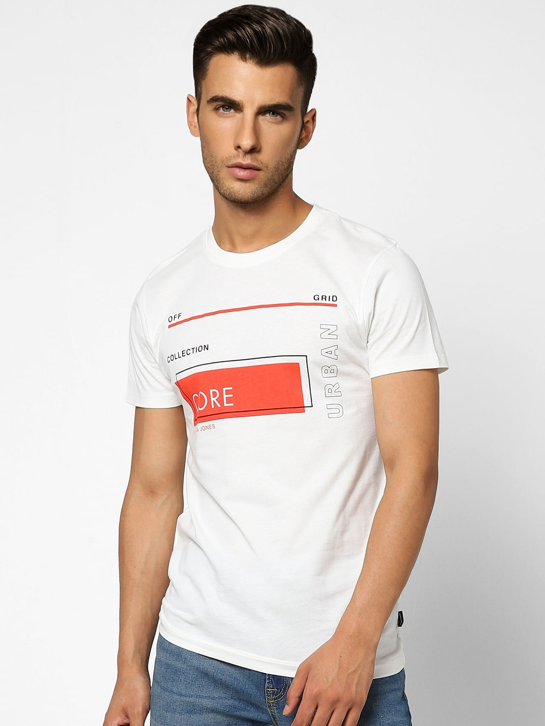 White Graphic Print Crew Neck T-shirt